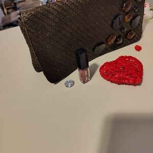 Brown Woven Clutch with Lipstick Included All Inclusive NWT